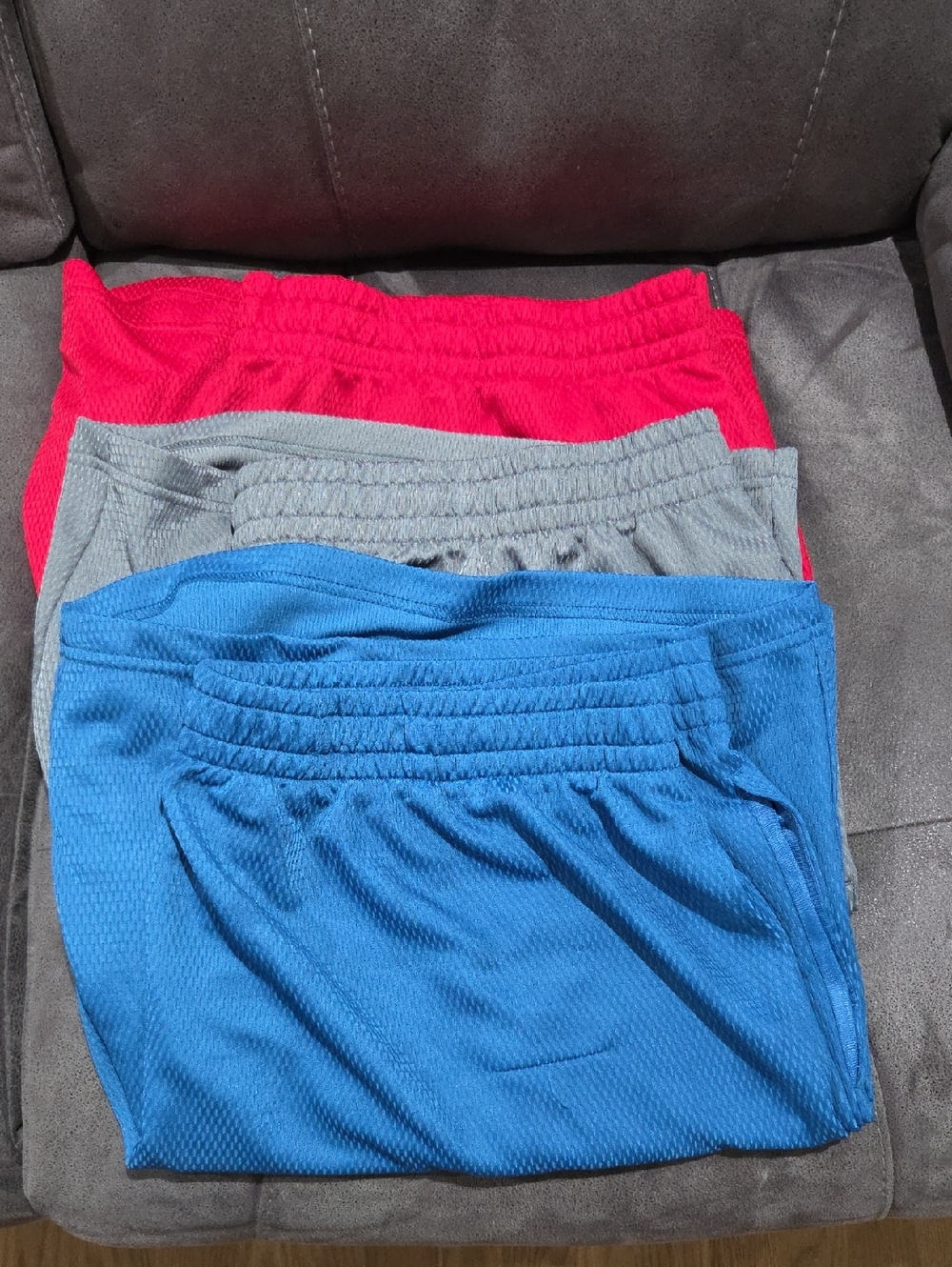 Athletic Works Men's Pull-On Athletic Shorts — Blue, Gray & Red